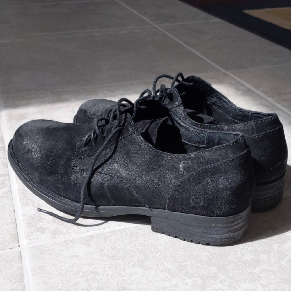 Born Nappy Suede Black Leather Oxford Lace Up 12 M